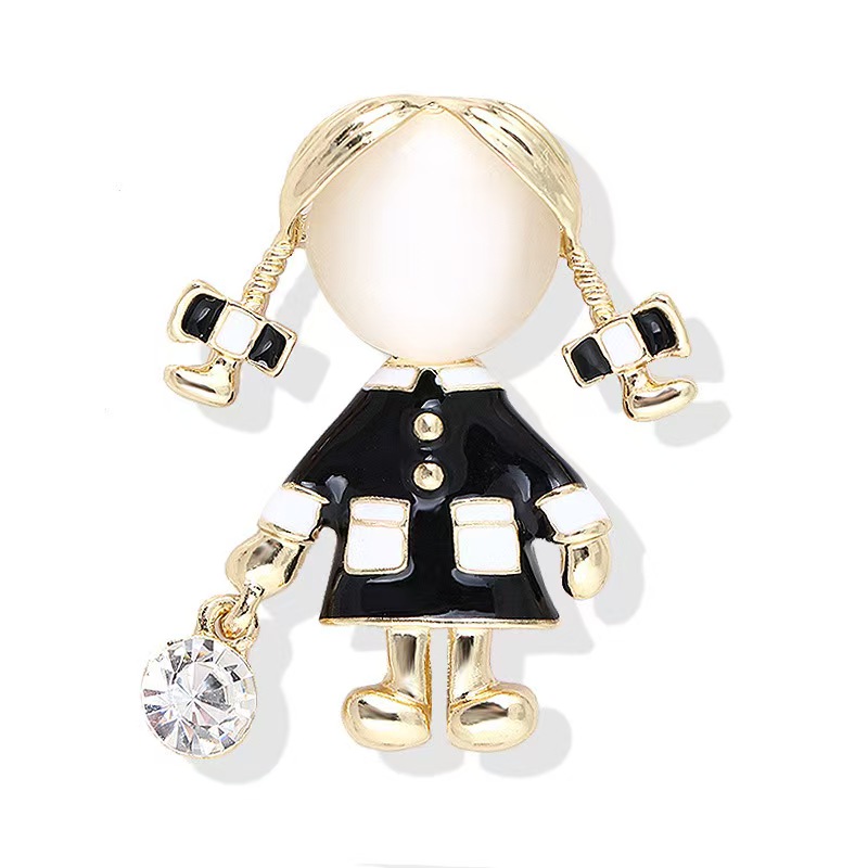 Women Jewelry Accessories For Black Dress - Cute Little Girl Nurse Brooch Black
