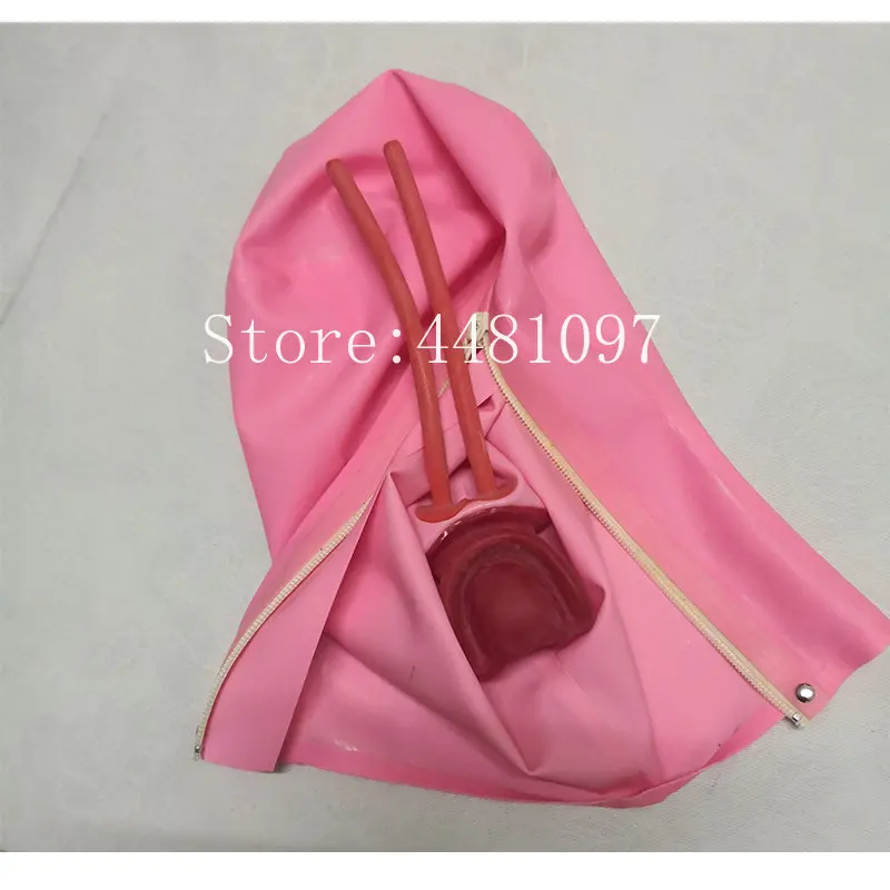 Women'S Red Accessories - Pink Transparent Latex Hood with 15CM