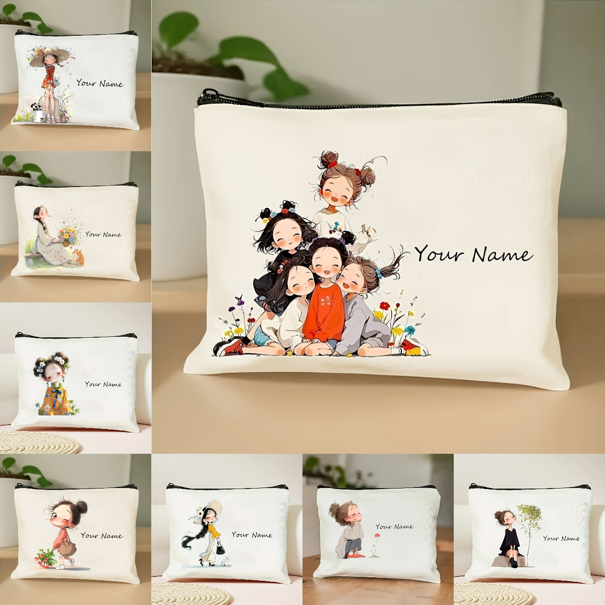 Women Accessories Organizer - Korean-Style Anime Girl Makeup Bag Custom