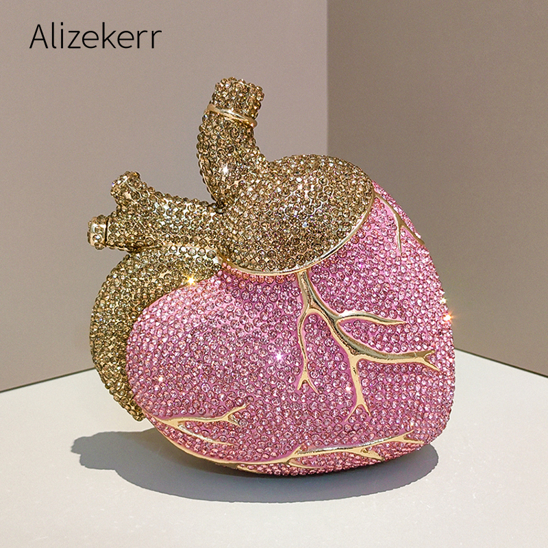 Wallet Chain Bag - Alizekerr Heart Shaped Diamond Evening Bags