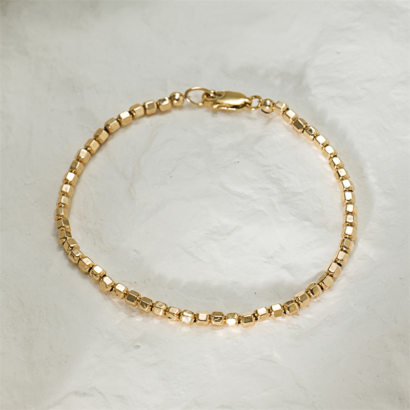 Beaded Anklet Chain - 14K Gold Filled Bead Bracelet Handmade