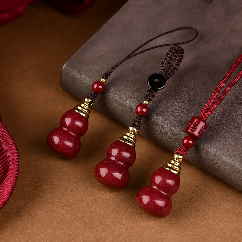 Women'S Red Accessories - Luxury Red Cinnabar The Gourd Pendant
