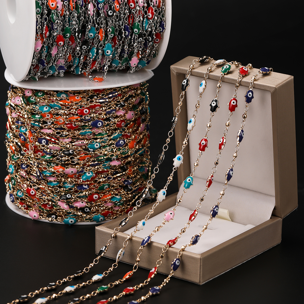 Evil Eye Bracelet - 1Meter Crystal Oil Drop Beads Chains