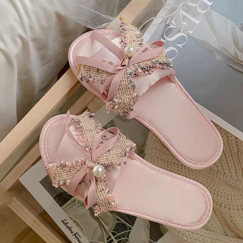 Women Accessories Trending - Princess Pink Slippers Woman Lolita Designer
