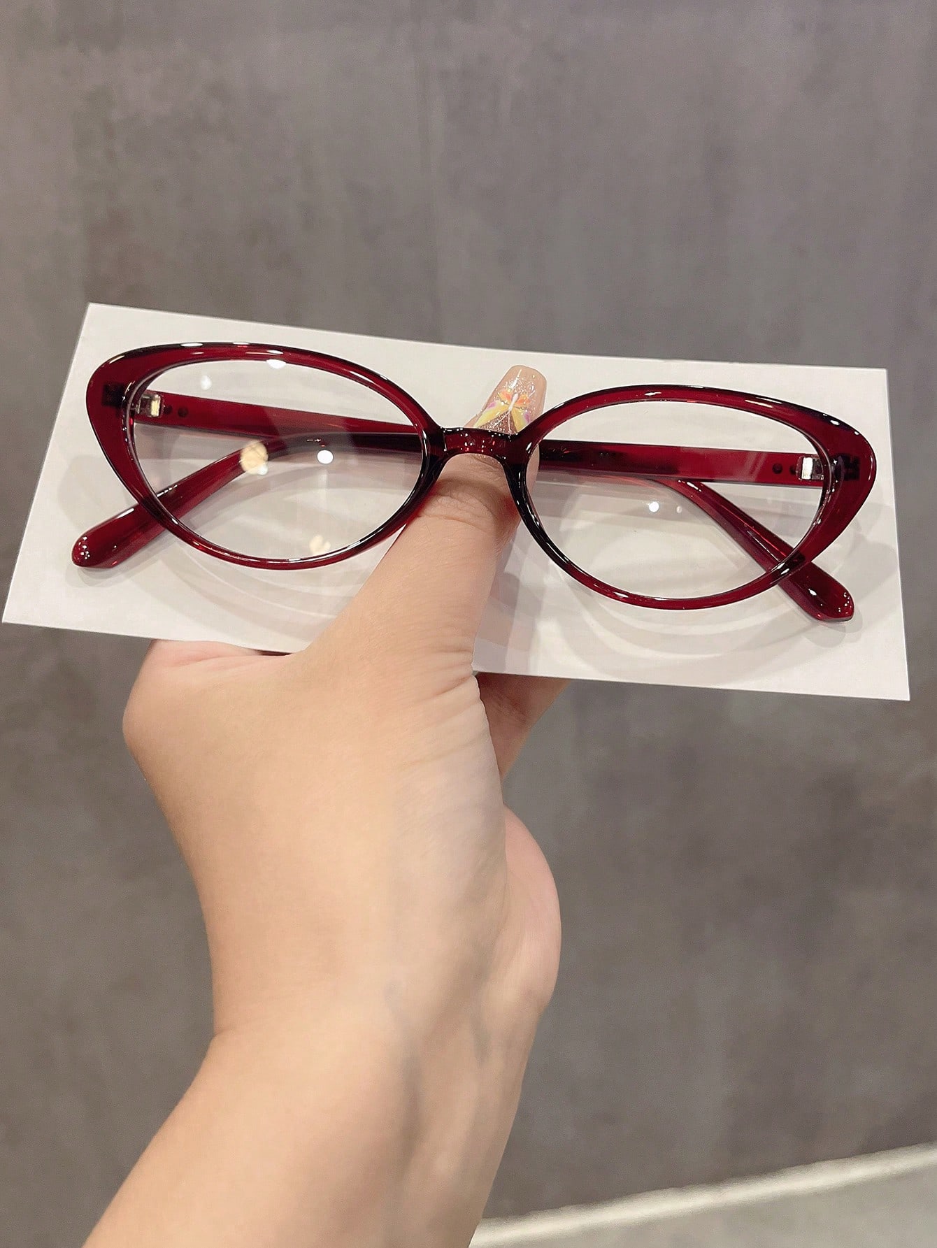 Women Accessories Trendy - Trendy Rivet Decor Burgundy Cat Eye