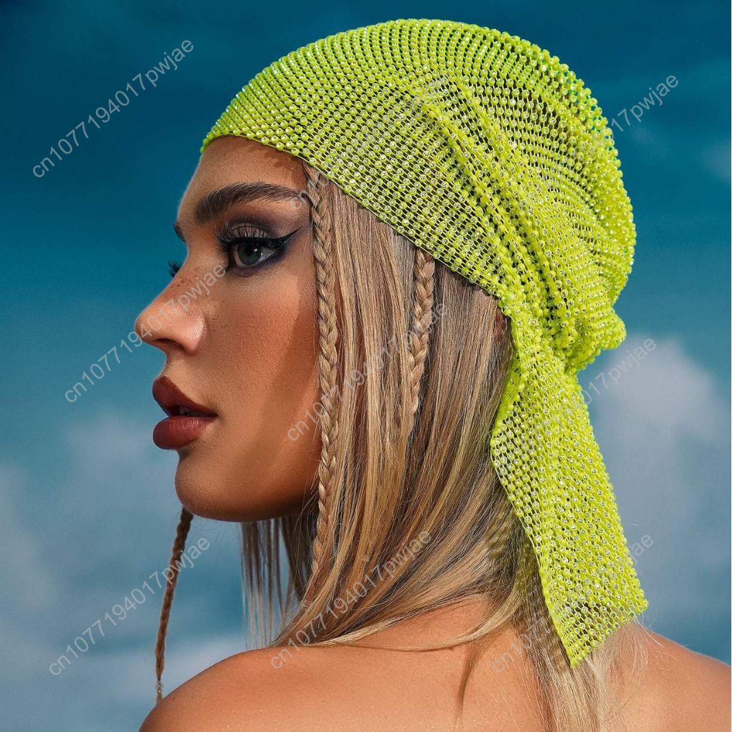 Women Accessories Trendy - Rhinestone Fishnet Beanie — Stretchy, Stylish