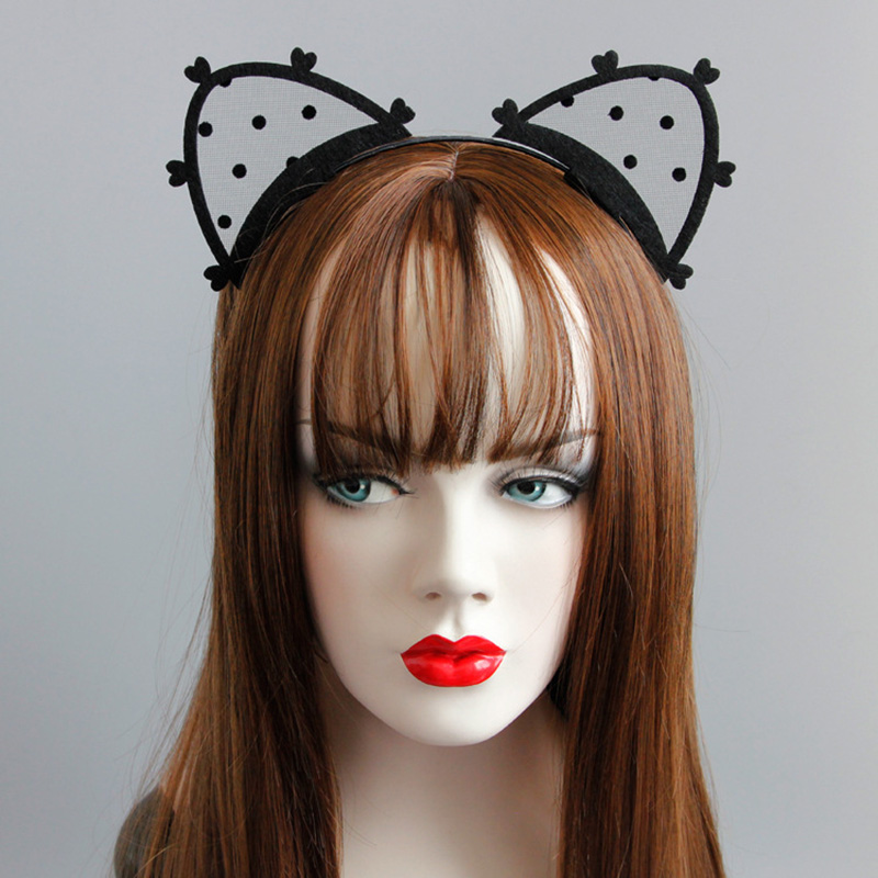 Women Jewelry Accessories For Black Dress - Black Lace Cat Ears Heart Pretty