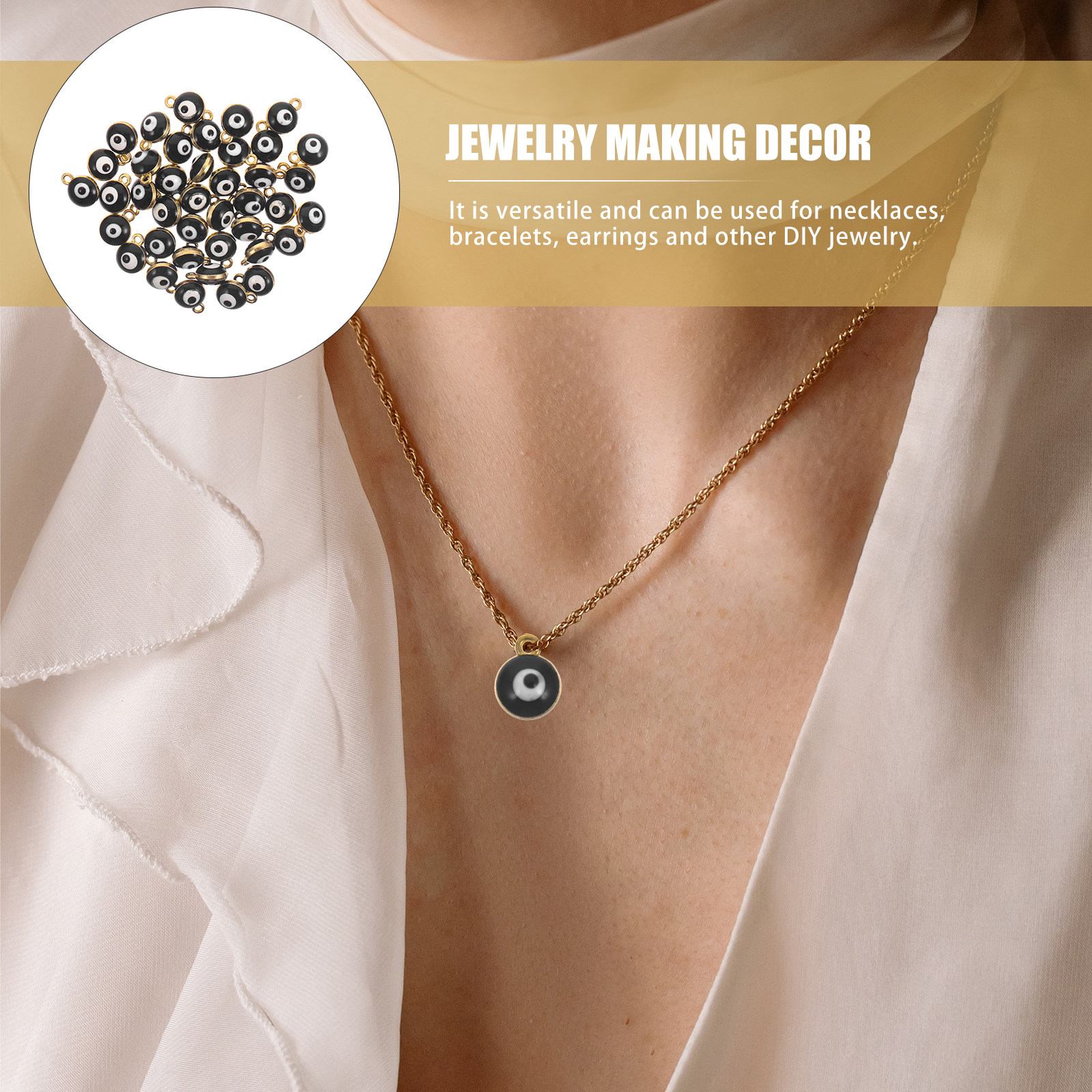 Evil Eye Bracelet - 40Pcs Round Evil Eye Pendants Alloy