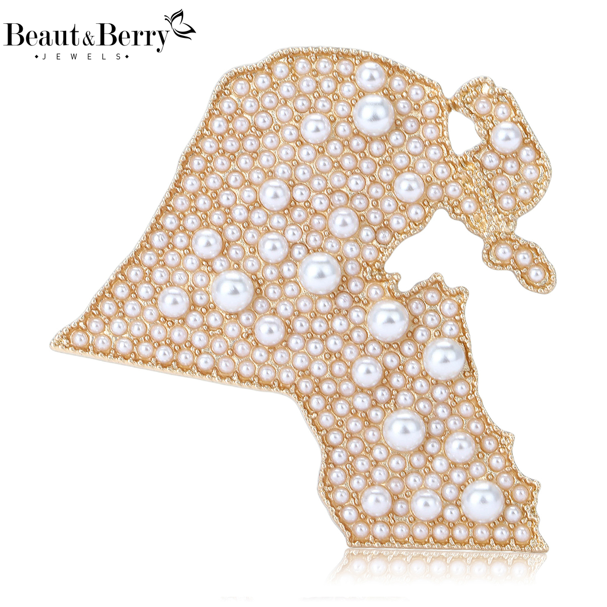Women Accessories Kuwait - Beaut&Berry Luxury Pearl Kuwait Map Brooches