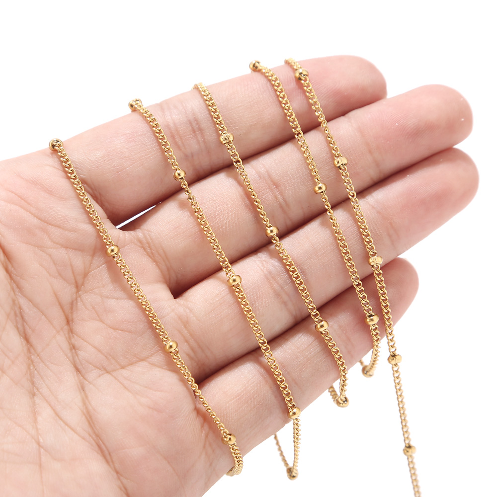 2 Meters Stainless Steel Gold  – Beaded Anklet Chain recenzja i cena