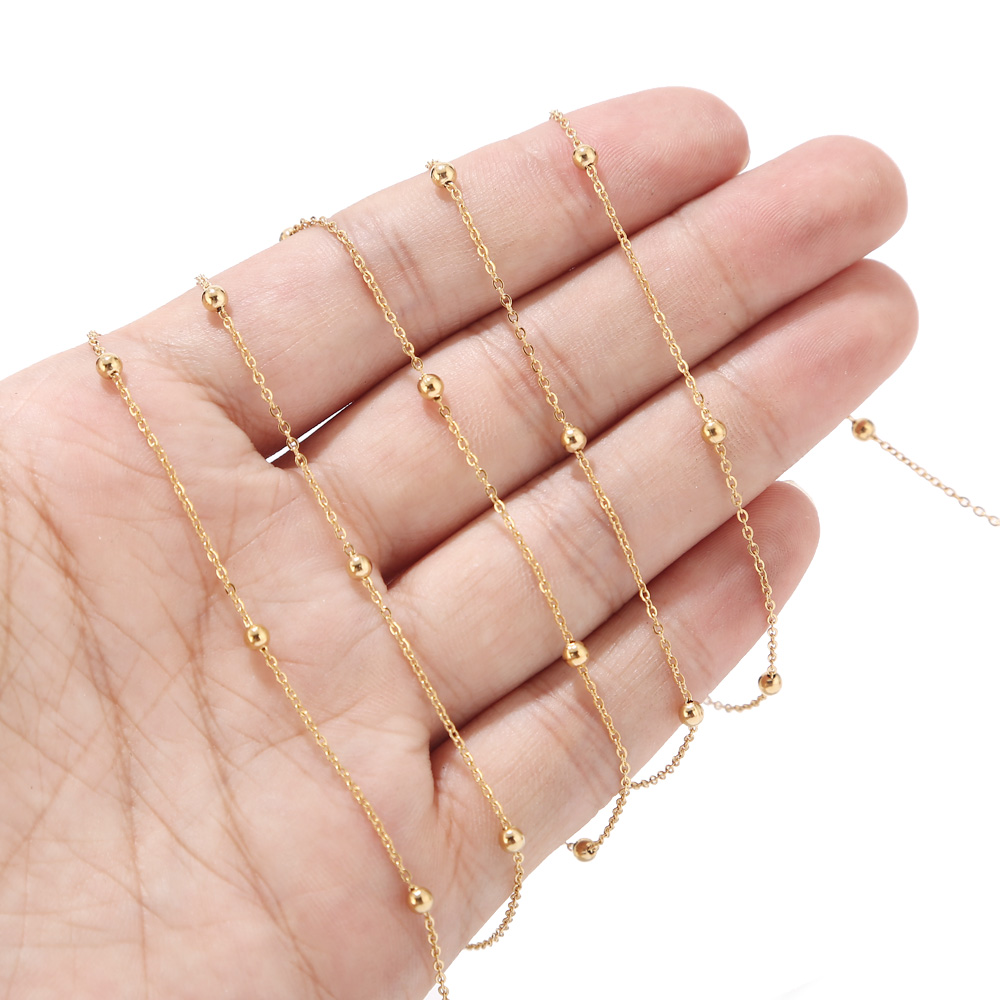 2 Meters Stainless Steel Gold  – Beaded Anklet Chain recenzja i cena