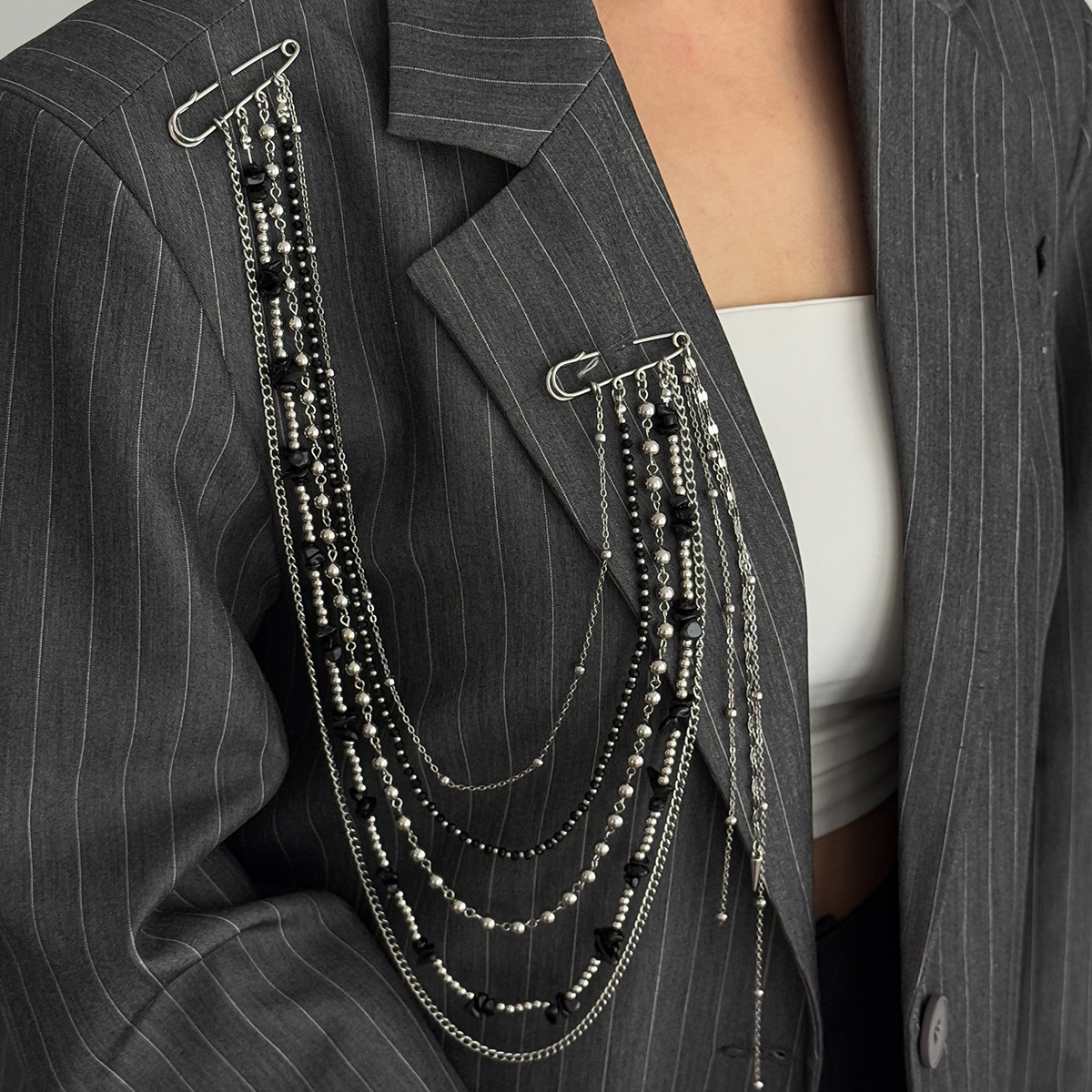 Punk Hip Hop Long Crystal Broo – Women Accessories Trendy recenzja i cena