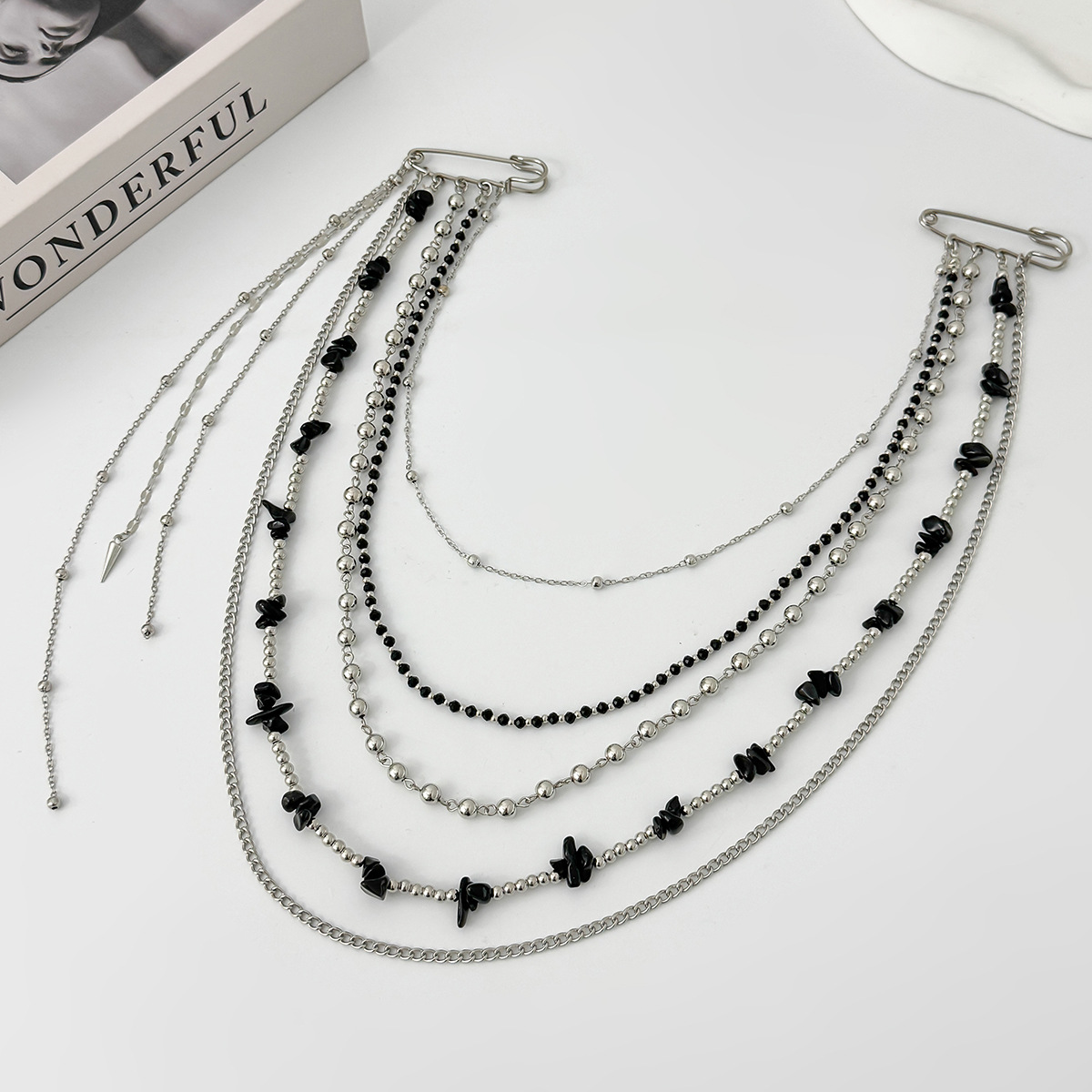 Punk Hip Hop Long Crystal Broo – Women Accessories Trendy recenzja i cena