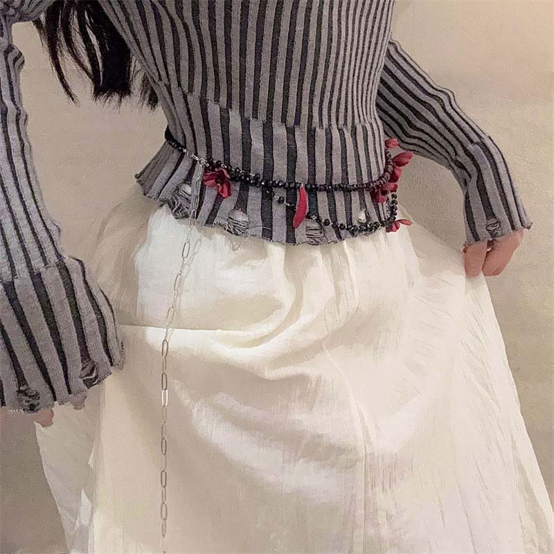 Vintage Red Flower Waist Chain – Women Jewelry Accessories For Black Dress recenzja i cena