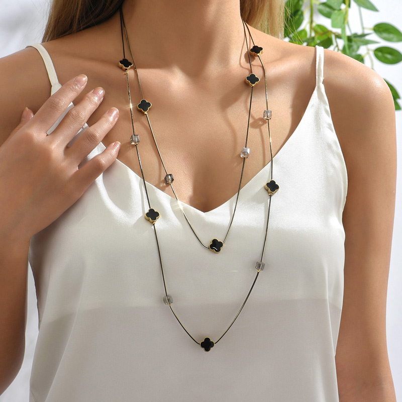 Multi Layers Black Beads Chain – Women Jewelry Accessories For Black Dress recenzja i cena