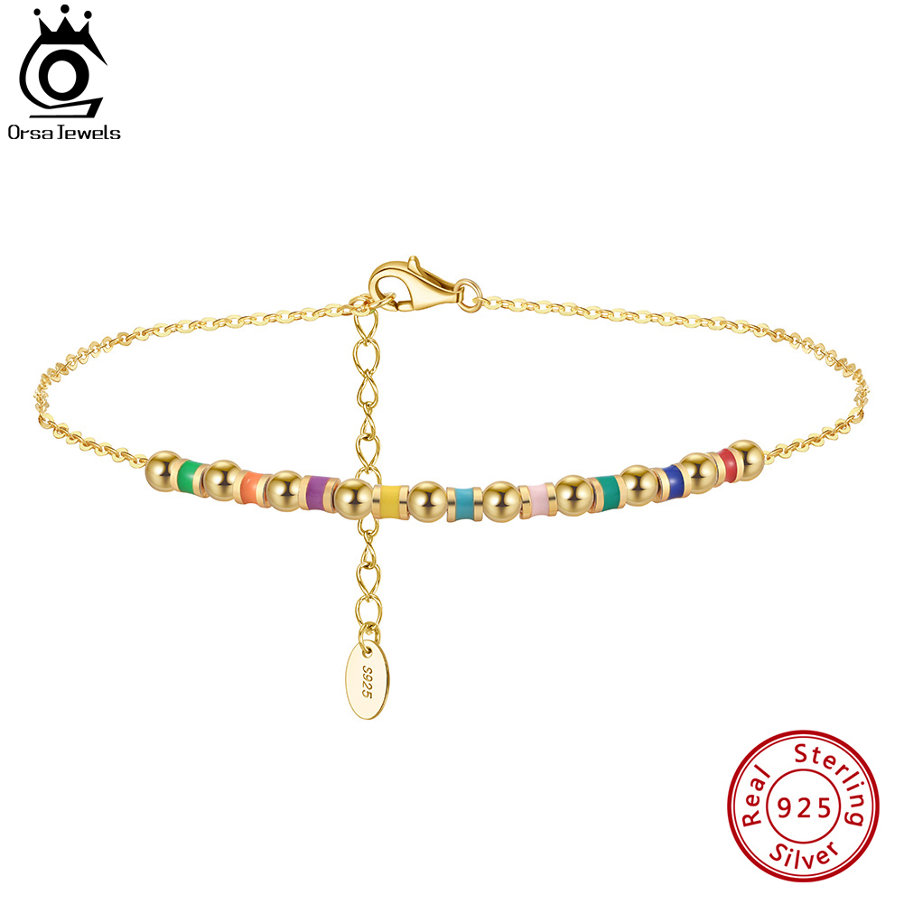 ORSA JEWELS 925 Sterling Silve – Beaded Anklet Chain recenzja i cena