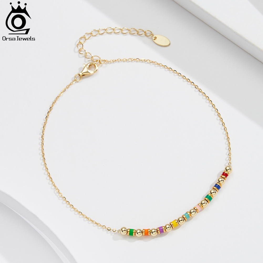 ORSA JEWELS 925 Sterling Silve – Beaded Anklet Chain recenzja i cena