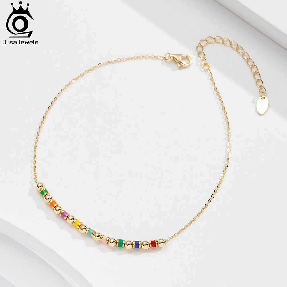 ORSA JEWELS 925 Sterling Silve – Beaded Anklet Chain recenzja i cena