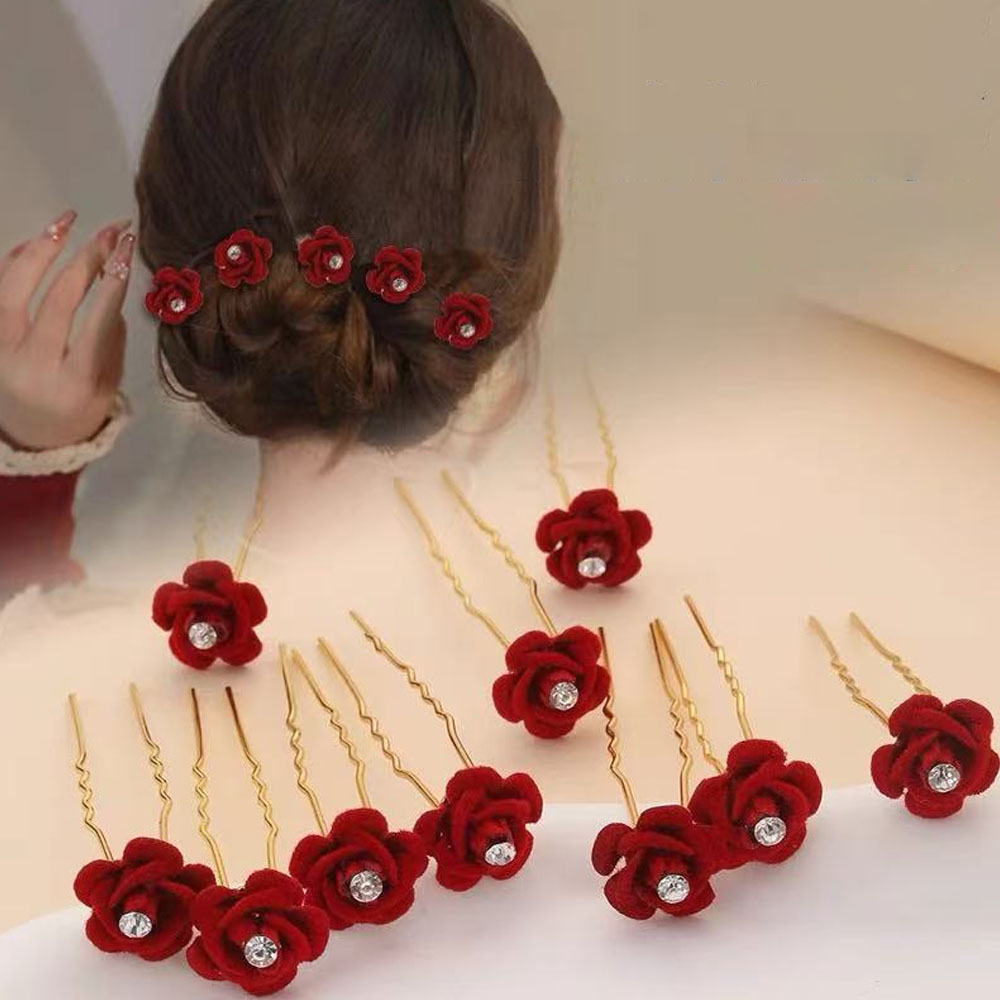 10Pcs Rose Hair Accessories We – Women'S Red Accessories recenzja i cena