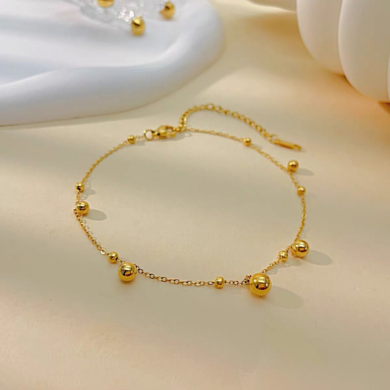 18k gold ball round bead ankle – Beaded Anklet Chain recenzja i cena