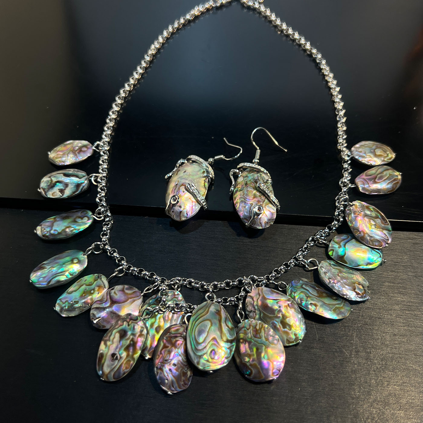 Set Jewelry Abalone white blac – Women Jewelry Accessories For Black Dress recenzja i cena