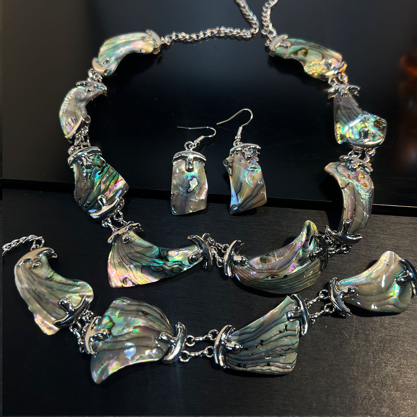 Set Jewelry Abalone white blac – Women Jewelry Accessories For Black Dress recenzja i cena