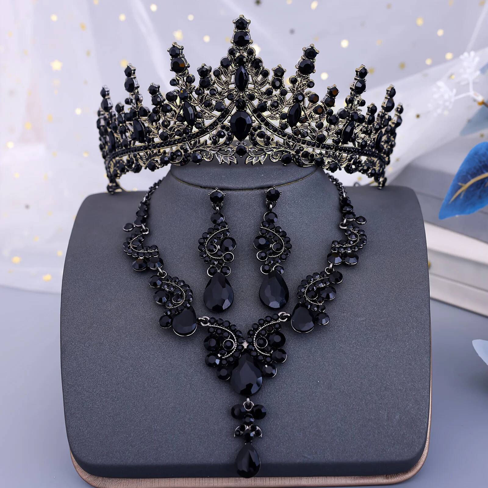 Black Crown Crystal Bridal Jew – Women Jewelry Accessories For Black Dress recenzja i cena
