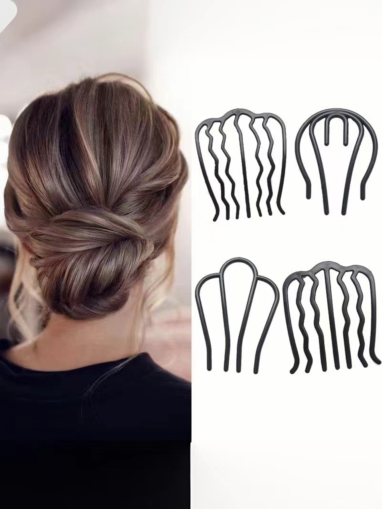 4pcs Black Hair Combs with Dif – Women'S Accessories Designer recenzja i cena