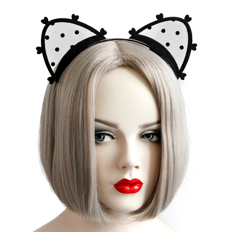 Black Lace Cat Ears Heart Pret – Women Jewelry Accessories For Black Dress recenzja i cena