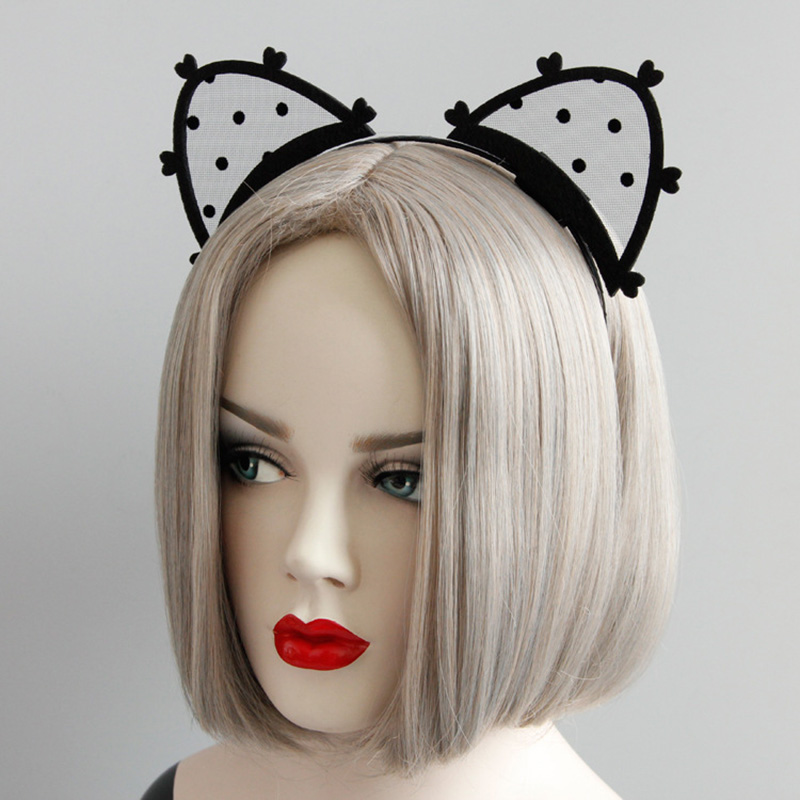 Black Lace Cat Ears Heart Pret – Women Jewelry Accessories For Black Dress recenzja i cena
