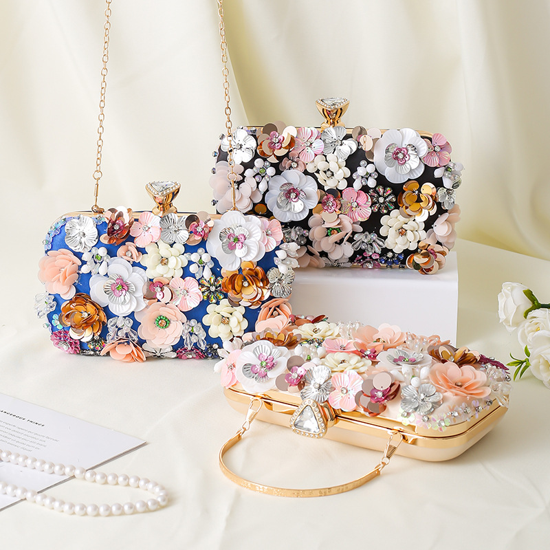 Floral Evening Dinner Handbag  – Wallet Chain Bag recenzja i cena
