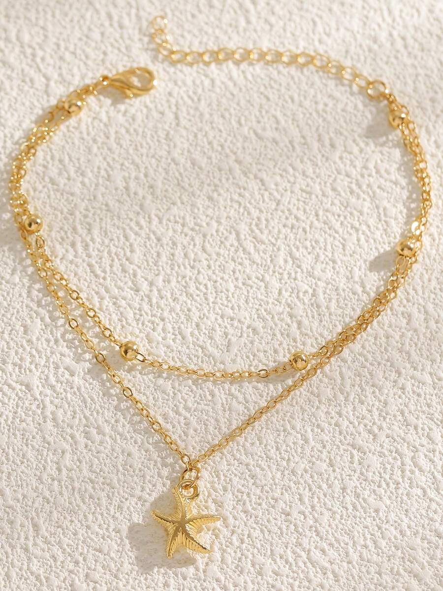 Gold Double-Chain Seahorse Ank – Beaded Anklet Chain recenzja i cena
