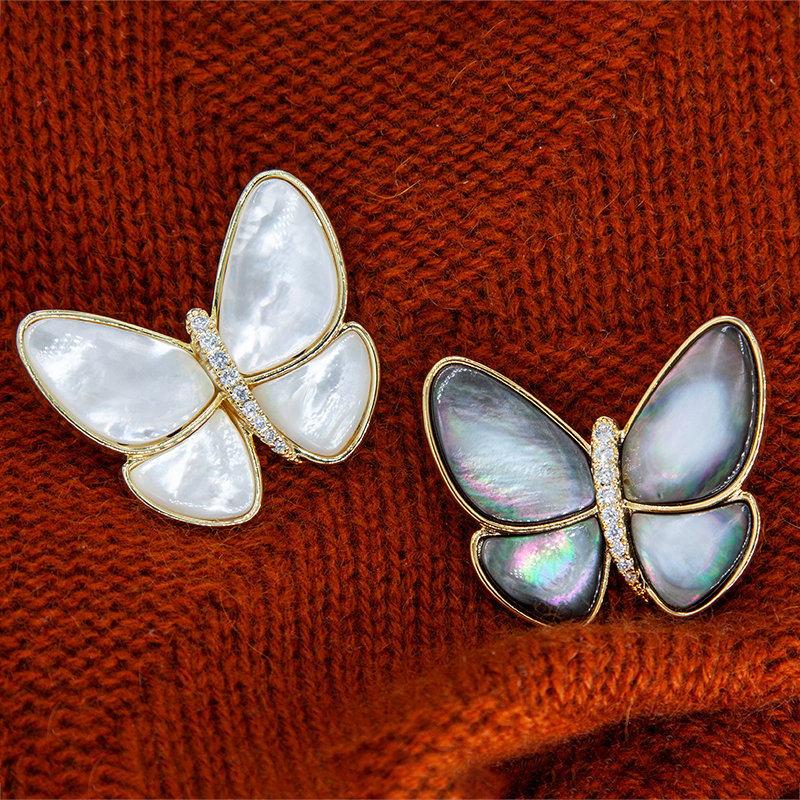 Natural Shell Butterfly Brooch – Women Jewelry Accessories For Black Dress recenzja i cena