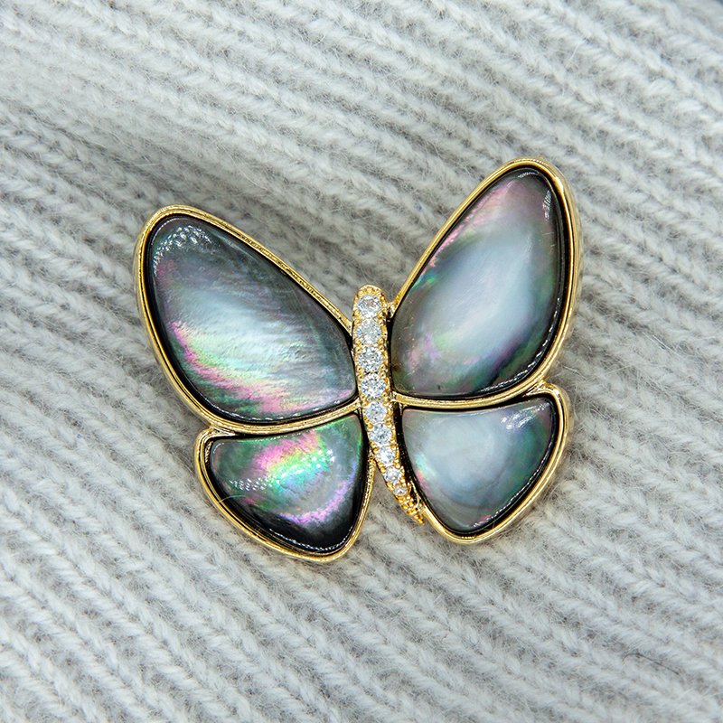 Natural Shell Butterfly Brooch – Women Jewelry Accessories For Black Dress recenzja i cena