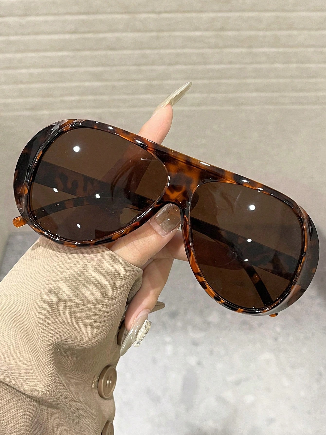 1Pc Women Leopard Pilot Frame  – Women Accessories Trendy recenzja i cena