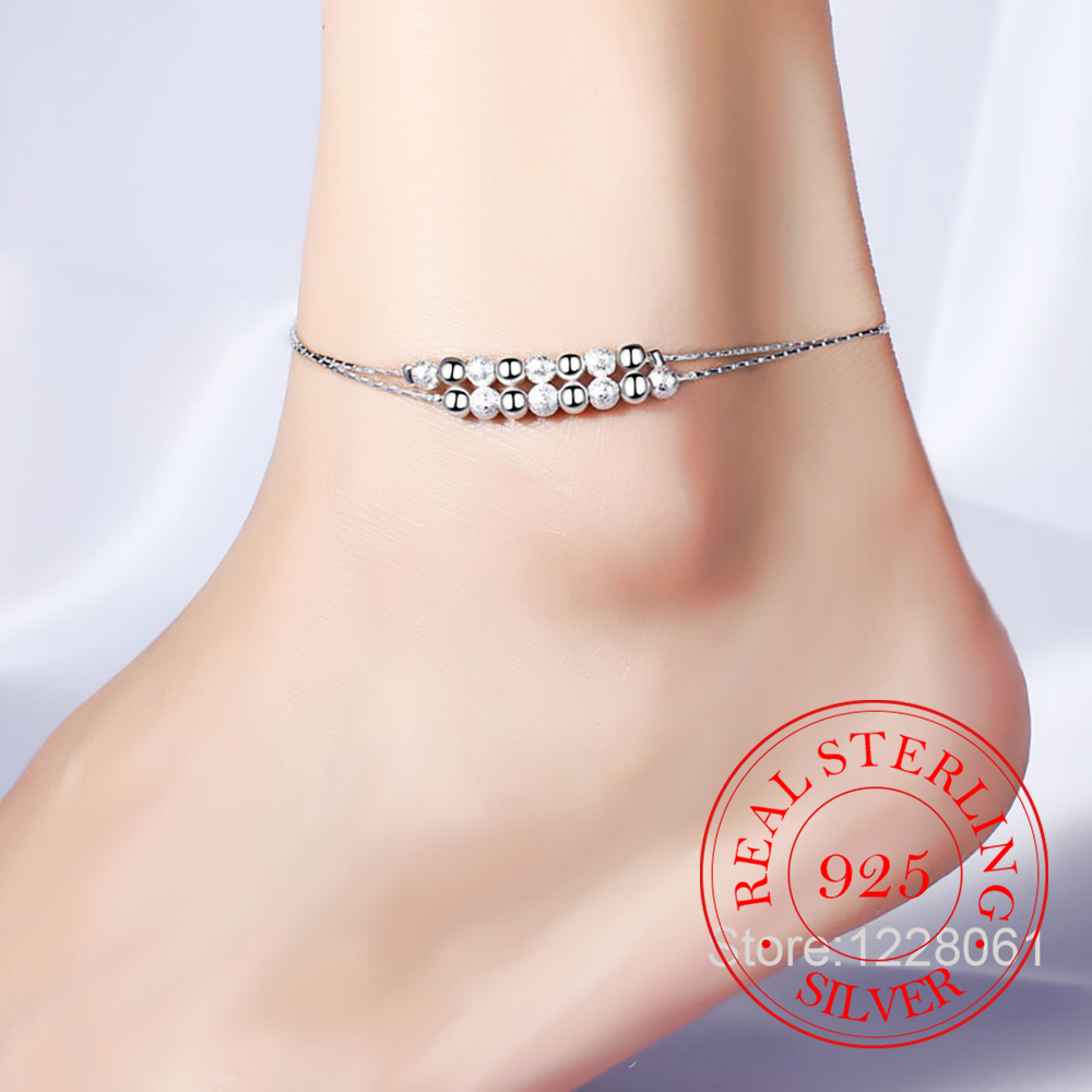925 Silver Double Layer Beaded – Beaded Anklet Chain recenzja i cena