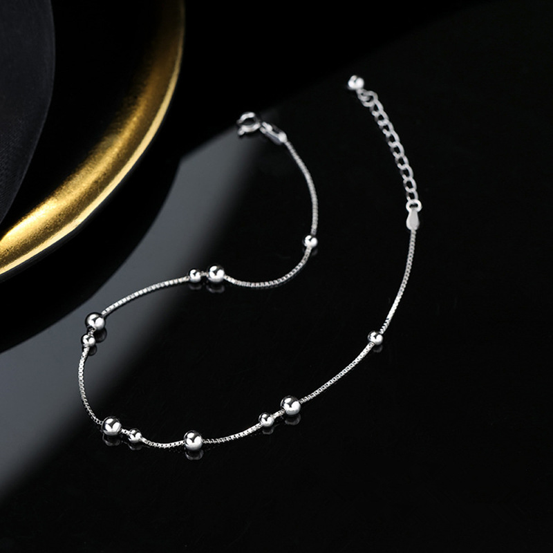 925 Sterling Silver Geometric  – Beaded Anklet Chain recenzja i cena