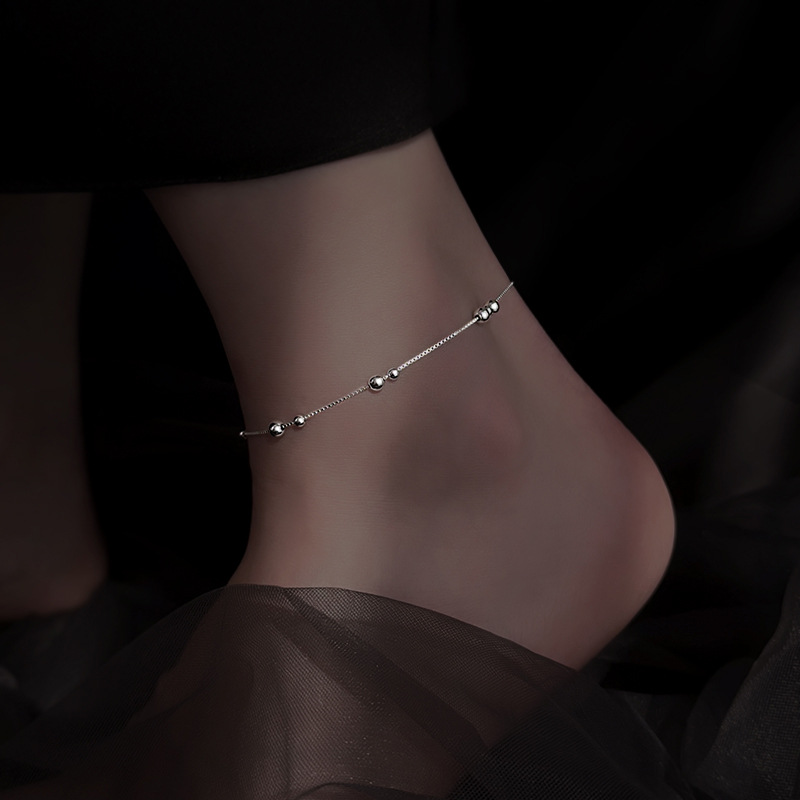 925 Sterling Silver Geometric  – Beaded Anklet Chain recenzja i cena